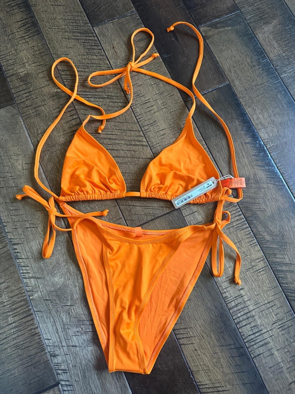 SKIMS Orange Triangle Tie-Side Bikini Set